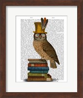 Owl On Books Fine Art Print