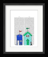 Beach Huts 2 Illustration Framed Print