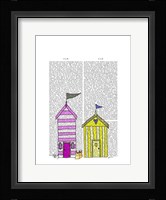 Beach Huts 3 Illustration Framed Print