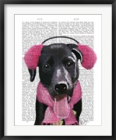 Black Labrador With Ear Muffs Fine Art Print