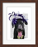Black Labrador With Blue Fascinator Fine Art Print