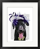 Black Labrador With Blue Fascinator Fine Art Print