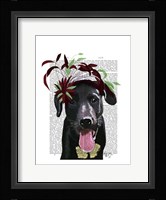 Black Labrador With Green Fascinator Framed Print