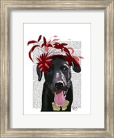 Black Labrador With Red Fascinator Fine Art Print