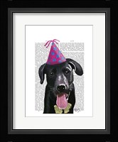 Black Labrador With Party Hat Framed Print