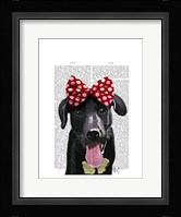 Black Labrador With Red Bow On Head Fine Art Print