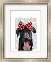 Black Labrador With Red Bow On Head Fine Art Print