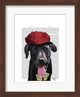Black Labrador With Red Cap Fine Art Print