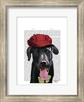 Black Labrador With Red Cap Fine Art Print