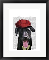Black Labrador With Red Cap Fine Art Print