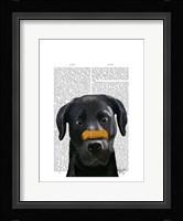 Black Labrador With Bone on Nose Framed Print