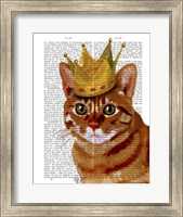 Ginger Cat with Crown Portrai Fine Art Print