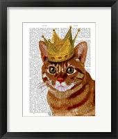 Ginger Cat with Crown Portrai Framed Print