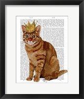 Ginger Cat with Crown Full Framed Print