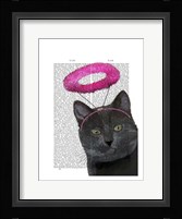 Black Cat With Pink Angel Halo Framed Print