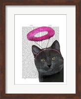 Black Cat With Pink Angel Halo Fine Art Print