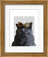 Grey Cat with Leopard Bow Fine Art Print