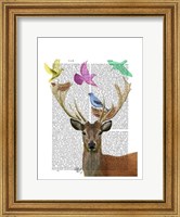 Deer and Birds Nests Pastel Shades Fine Art Print