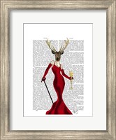 Glamour Deer In Red Fine Art Print