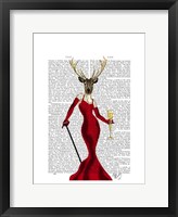 Glamour Deer In Red Framed Print