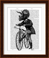 Triceratops Man on Bike Dinosaur Fine Art Print