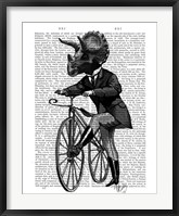 Triceratops Man on Bike Dinosaur Fine Art Print