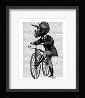 Triceratops Man on Bike Dinosaur Fine Art Print