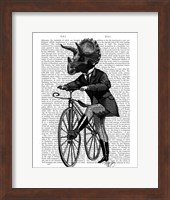 Triceratops Man on Bike Dinosaur Fine Art Print