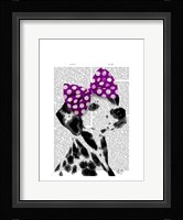 Dalmatian with Purple Bow on Head Framed Print