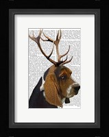 Basset Hound and Antlers I Framed Print