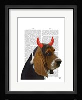 Basset Hound and Devil Horns Framed Print