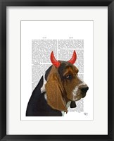 Basset Hound and Devil Horns Fine Art Print