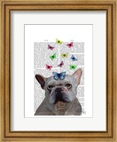 White French Bulldog and Butterflies Fine Art Print