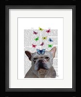 White French Bulldog and Butterflies Framed Print