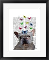 White French Bulldog and Butterflies Fine Art Print