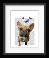 Brown French Bulldog and Butterflies Framed Print