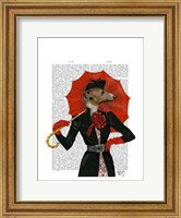 Elegant Greyhound and Red Umbrella Fine Art Print