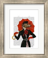 Elegant Greyhound and Red Umbrella Fine Art Print