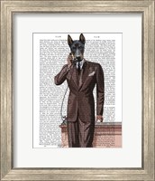 Doberman on Phone Fine Art Print