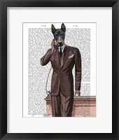 Doberman on Phone Fine Art Print