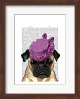 Pug with Vintage Purple Hat Fine Art Print