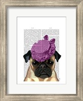 Pug with Vintage Purple Hat Fine Art Print