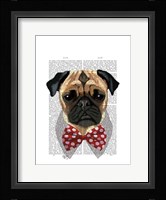 Pug with Red Spotted Bow Tie Framed Print