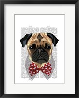 Pug with Red Spotted Bow Tie Fine Art Print