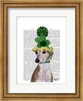 Greyhound in Green Knitted Hat Fine Art Print