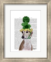 Greyhound in Green Knitted Hat Fine Art Print