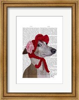 Greyhound with Red Woolly Hat Fine Art Print