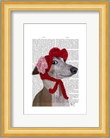 Greyhound with Red Woolly Hat Fine Art Print