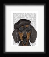 Hipster Dachshund Black and Tan Framed Print