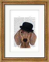 Dachshund with Black Bowler Hat Fine Art Print